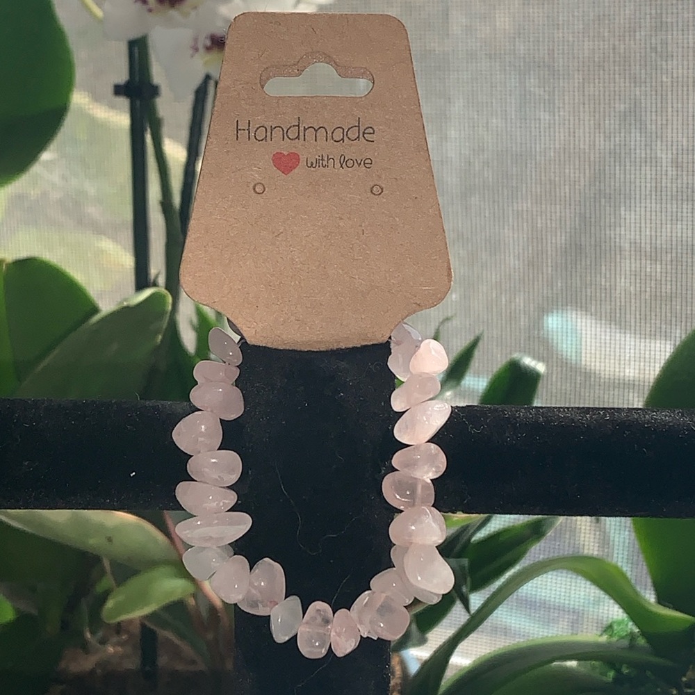 Rose Quartz Natural chip stone Handmade Bracelet
